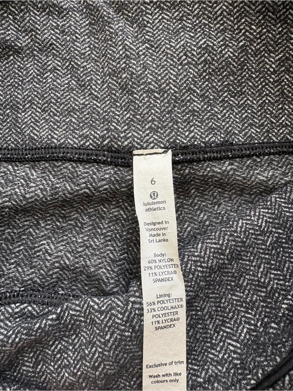 lululemon athletica Women’s Black & Gray Herringbone Leggings